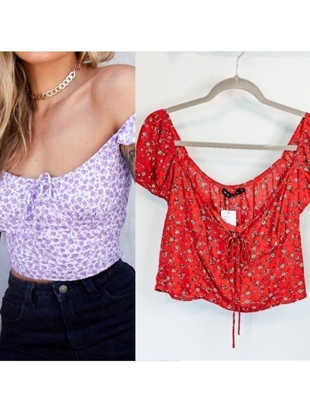 NWT - Motel XL Mazu Falling For You Red Floral Top